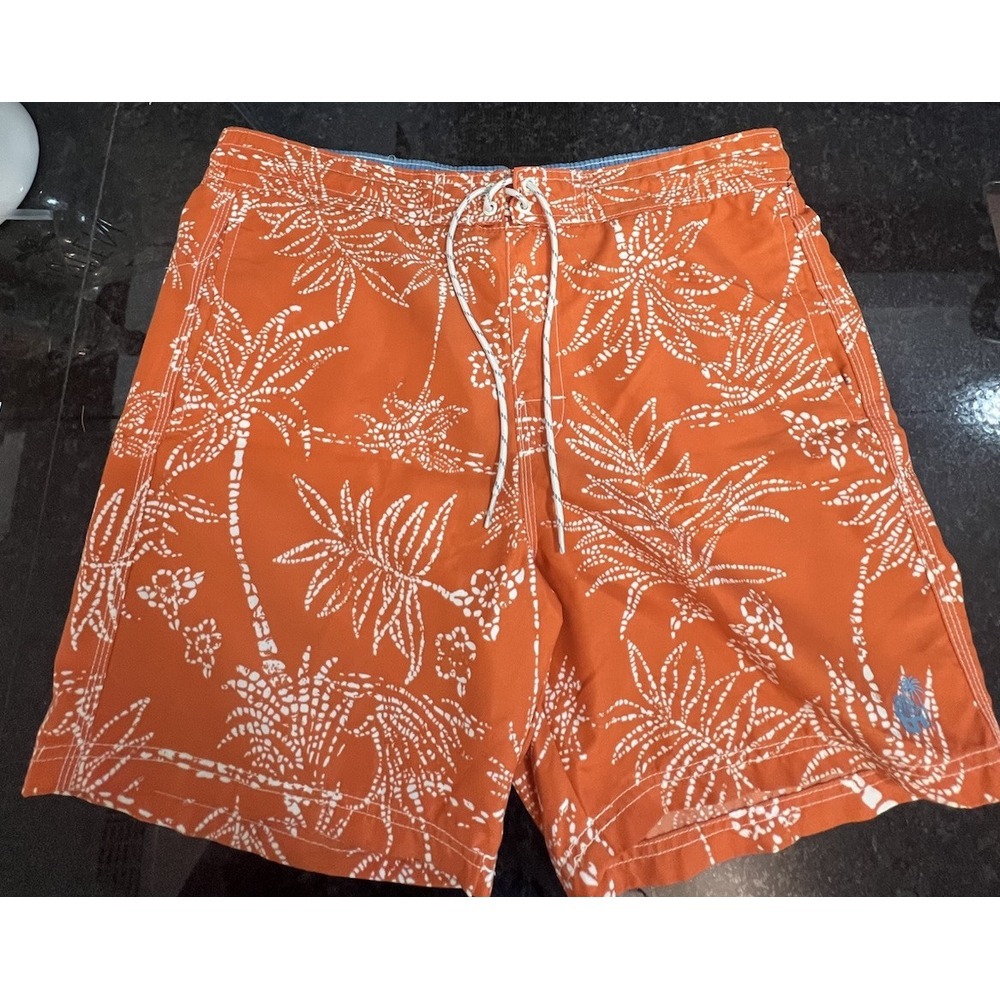 CARIBBEAN JOE ORANGE & WHITE SHORTS SURF‎ SWIM ATHLETIC TRUNKS SIZE Large